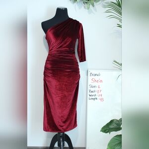 SHEIN Burgundy One-Shoulder Dress